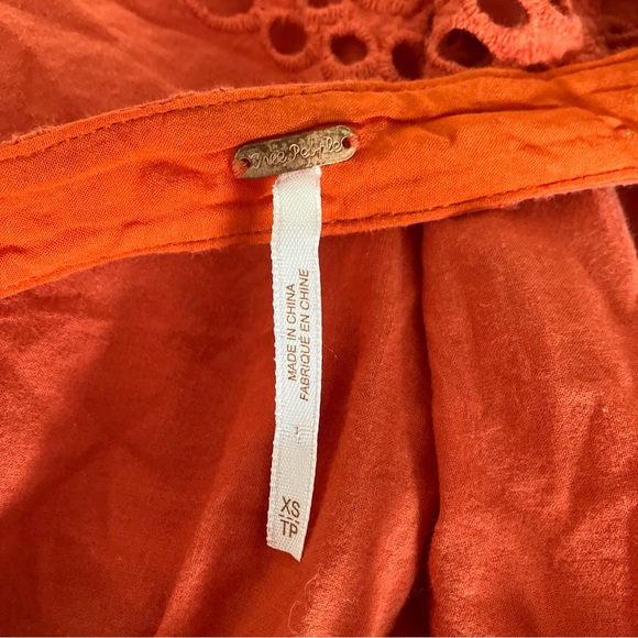 Free People Esperanza Eyelet Orange Ruffled Floral Lace Mini Dress Size XS - Picture 9 of 9